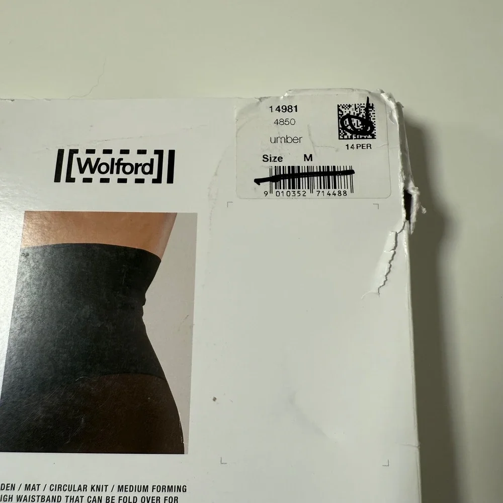 Wolford Fatal High Waist Tights Womens Medium Umber Brown 50 Den Sculpting New